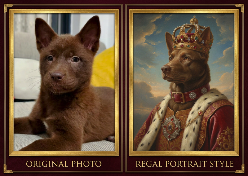 Custom Royal Pet Portraits from Photos: Renaissance Styles