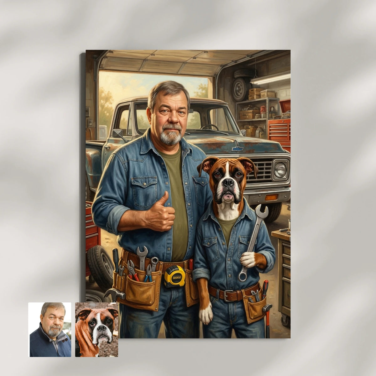 Artzuzu Custom Portrait For Pets & Their Person - Garage Buddies