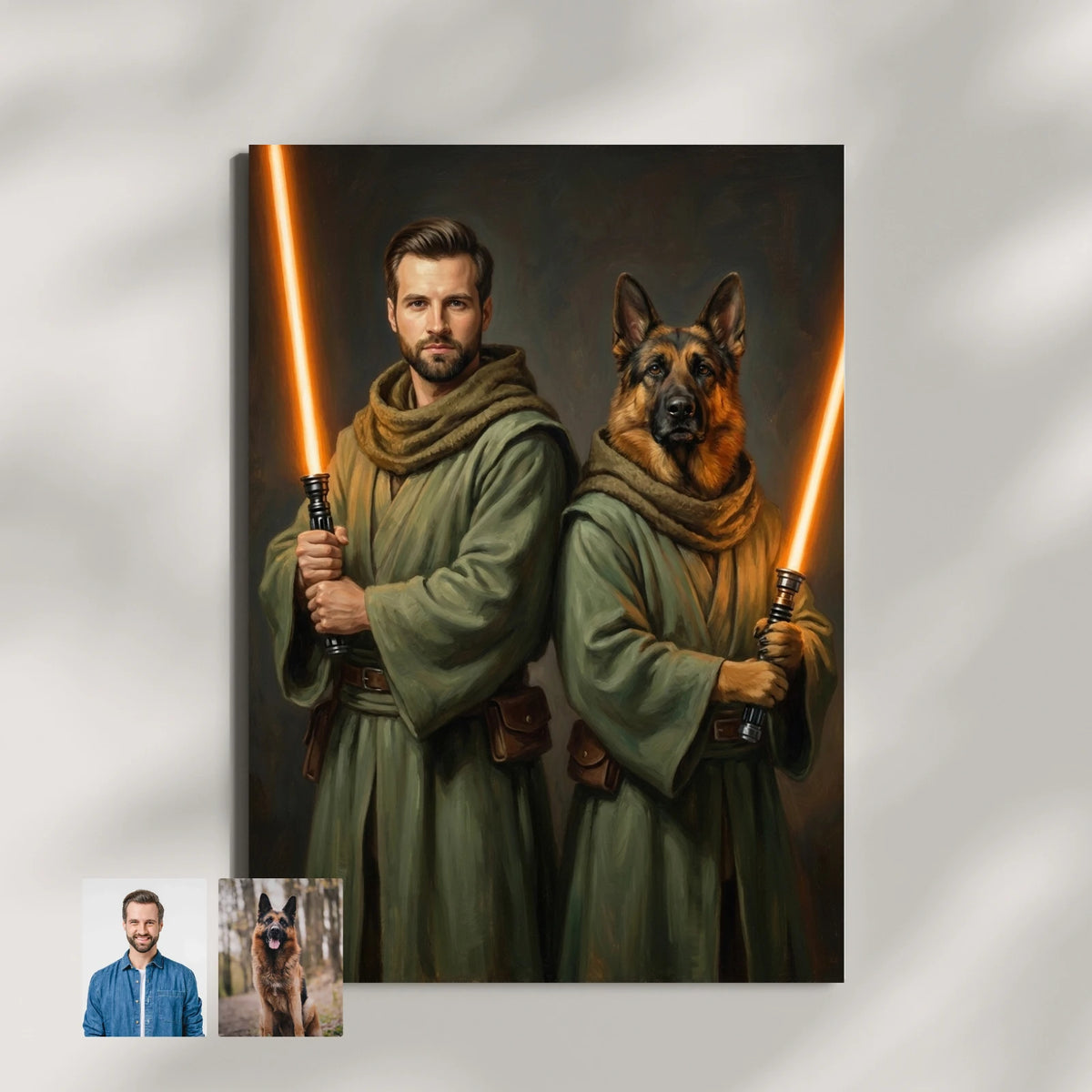 Artzuzu Custom Portrait For Pets & Their Person - Jedi: The Full Squad