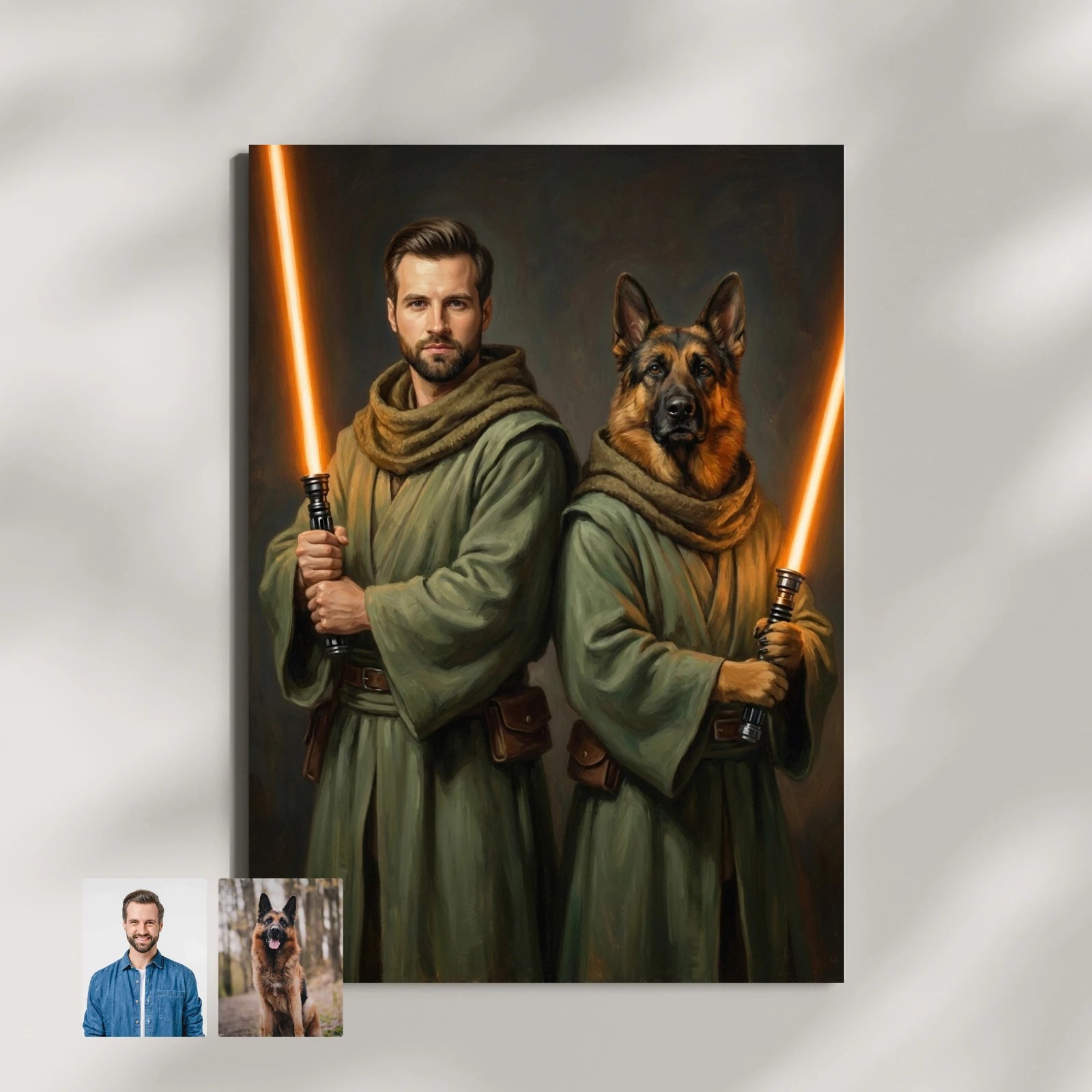 Artzuzu Custom Portrait For Pets & Their Person - Jedi: The Full Squad