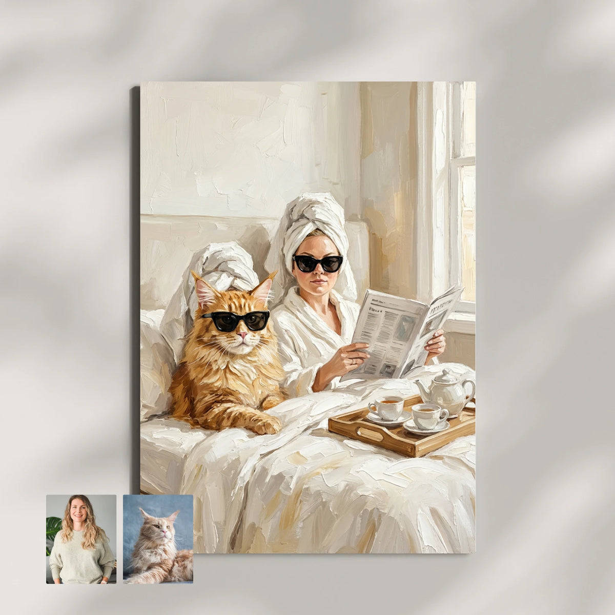Artzuzu Custom Portrait For Pets & Their Person - Leisure Morning