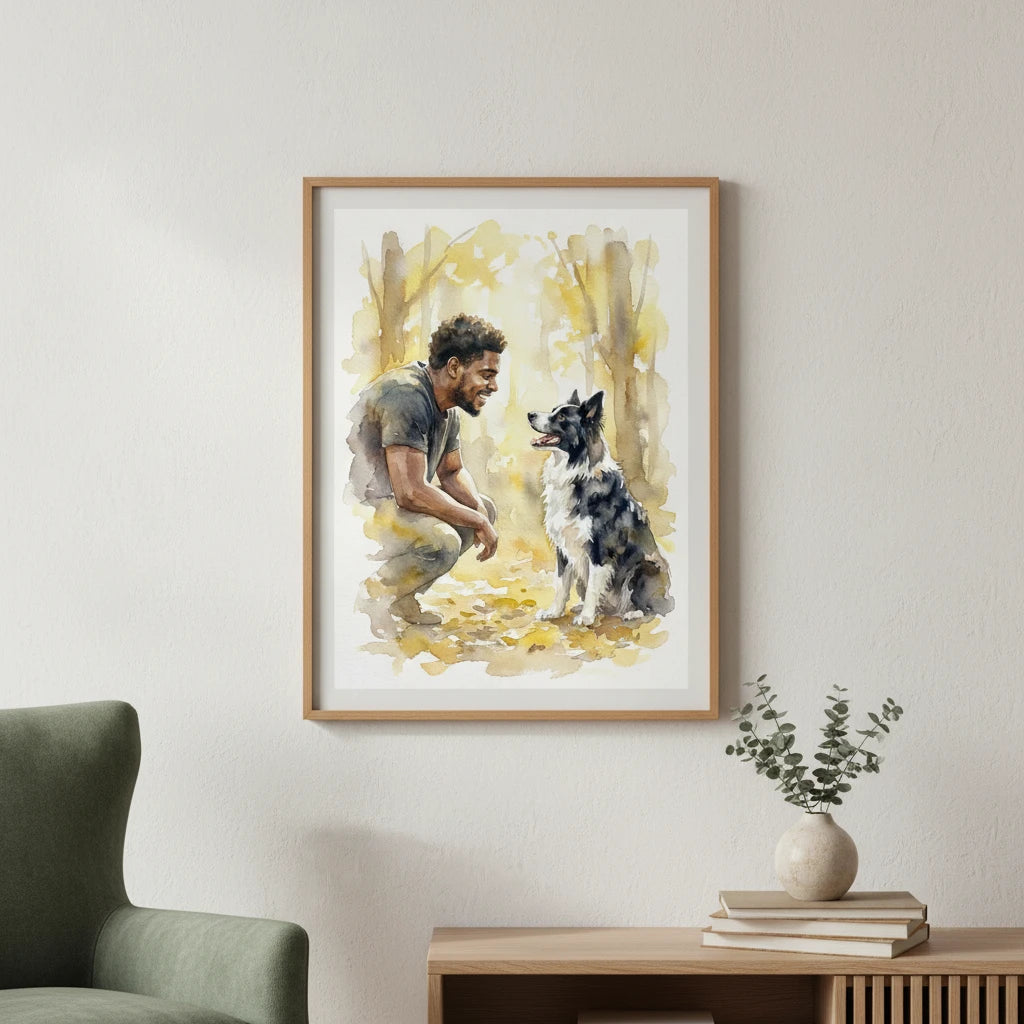Artzuzu Custom Portrait For Pets & Their Person - Quiet Connection