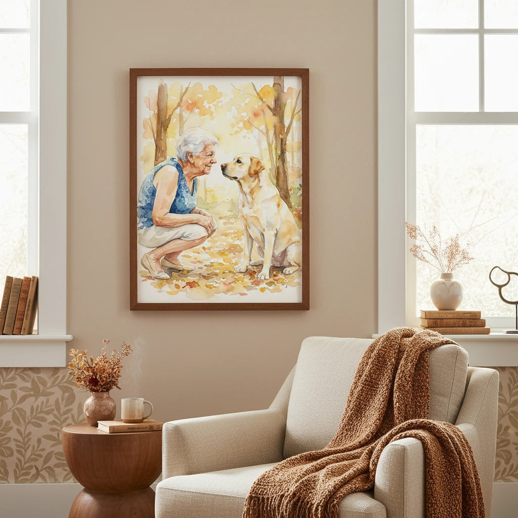 Artzuzu Custom Portrait For Pets & Their Person - Quiet Connection