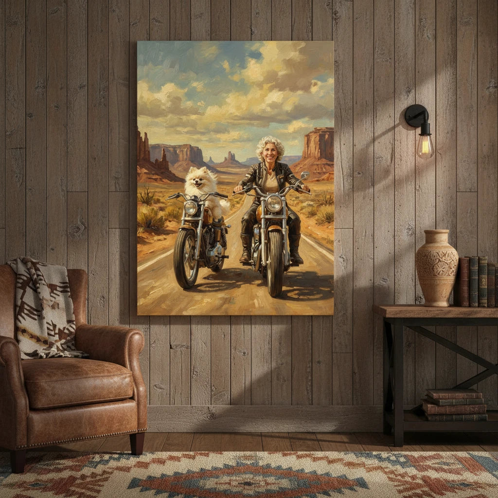 Artzuzu Custom Portrait For Pets & Their Person - The Motorcycle Riders
