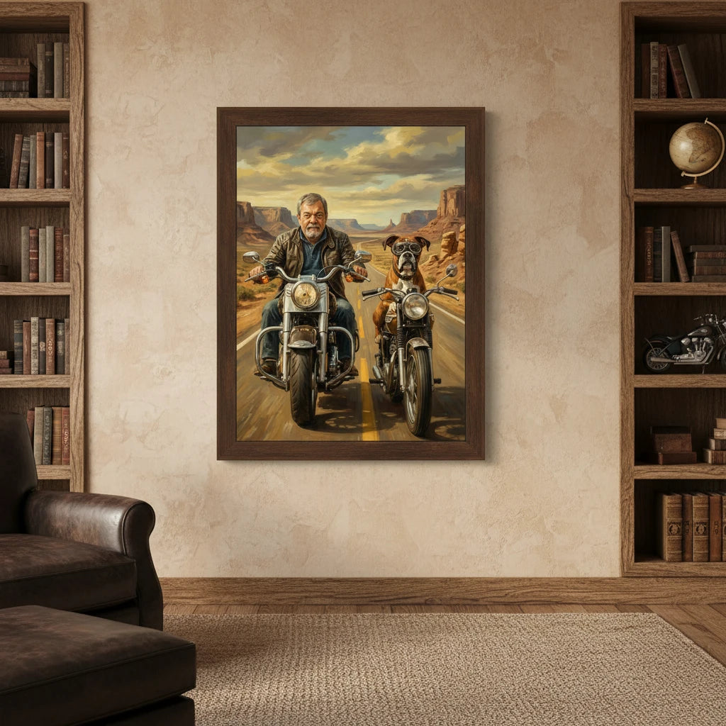 Artzuzu Custom Portrait For Pets & Their Person - The Motorcycle Riders