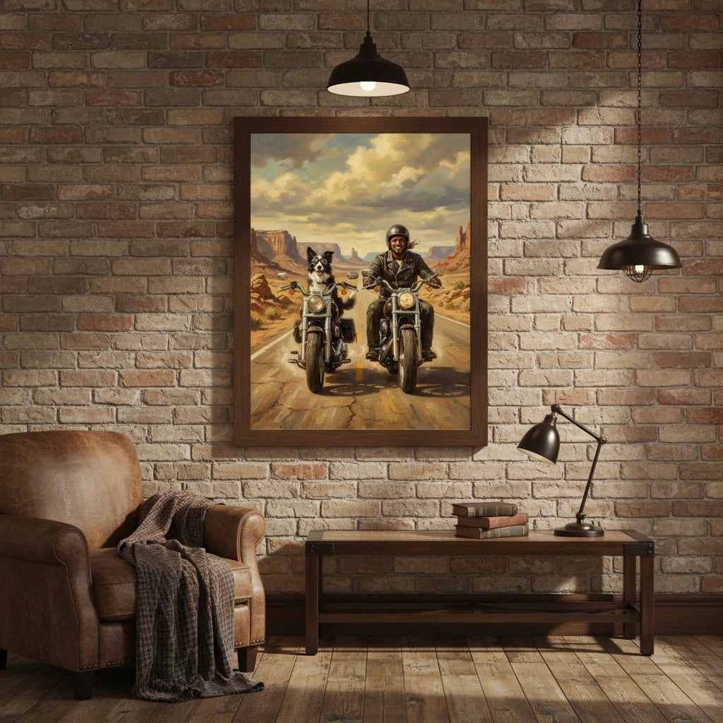 Artzuzu Custom Portrait For Pets & Their Person - The Motorcycle Riders