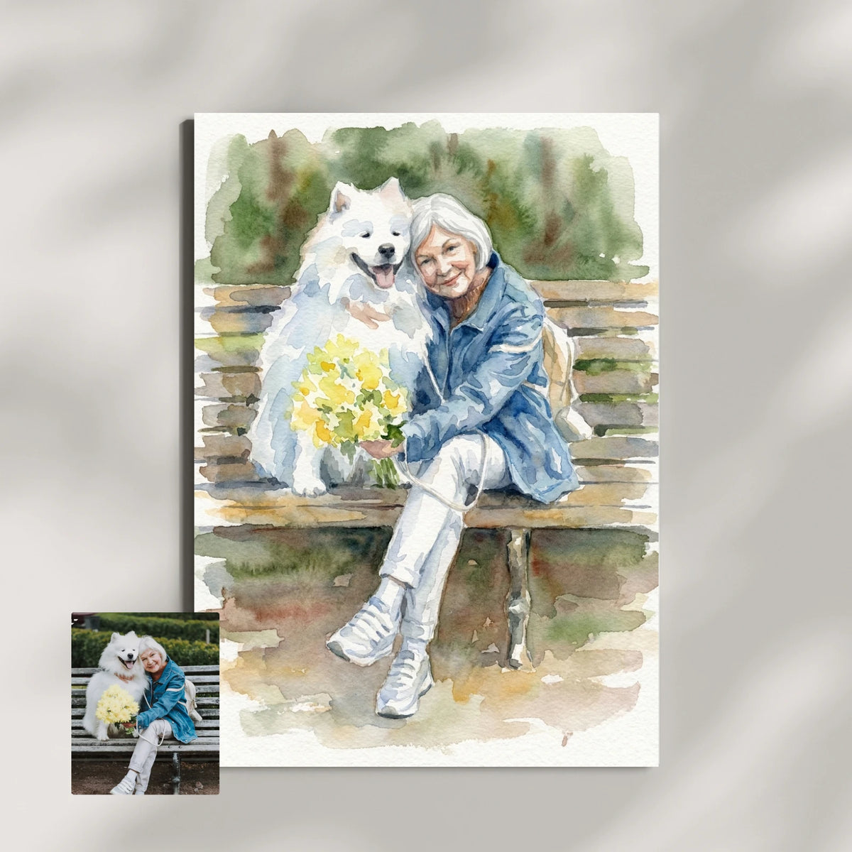 Artzuzu Custom Portrait For Pets & Their Person - The Watercolor Portrait