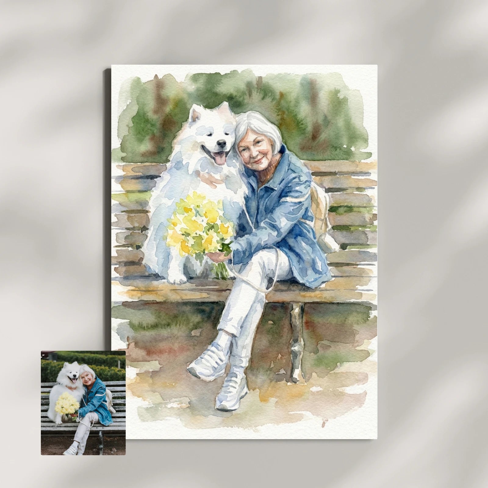 Artzuzu Custom Portrait For Pets & Their Person - The Watercolor Portrait