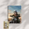 Here is a concise, descriptive ALT text for your product image: **Framed portrait of a white dog wearing a vintage