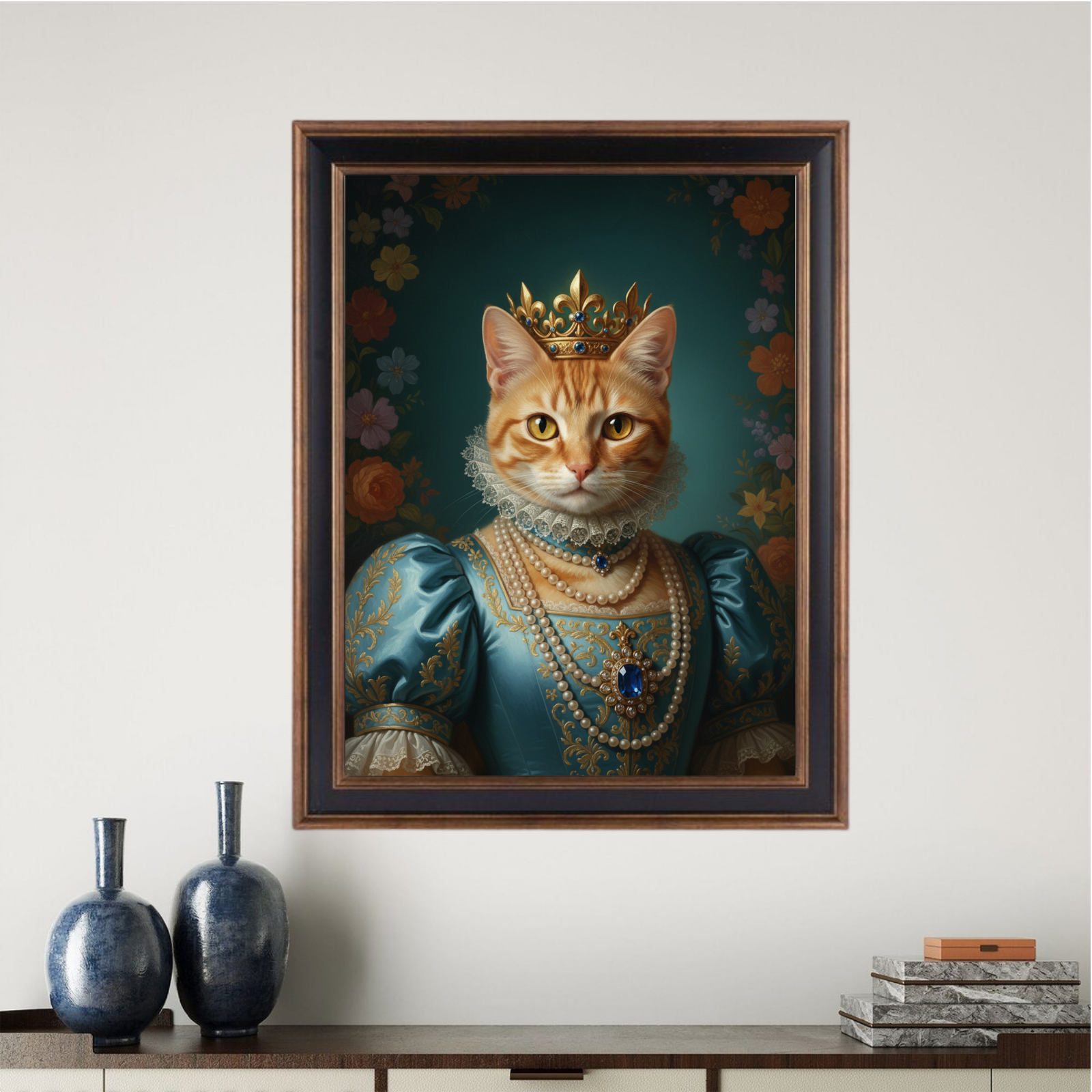 Blue Dress Victorian Pet Portrait