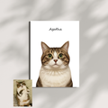 Custom Artzuzu portrait of a brown tabby cat with green eyes, presented as a modern, clean-styled framed wall print.