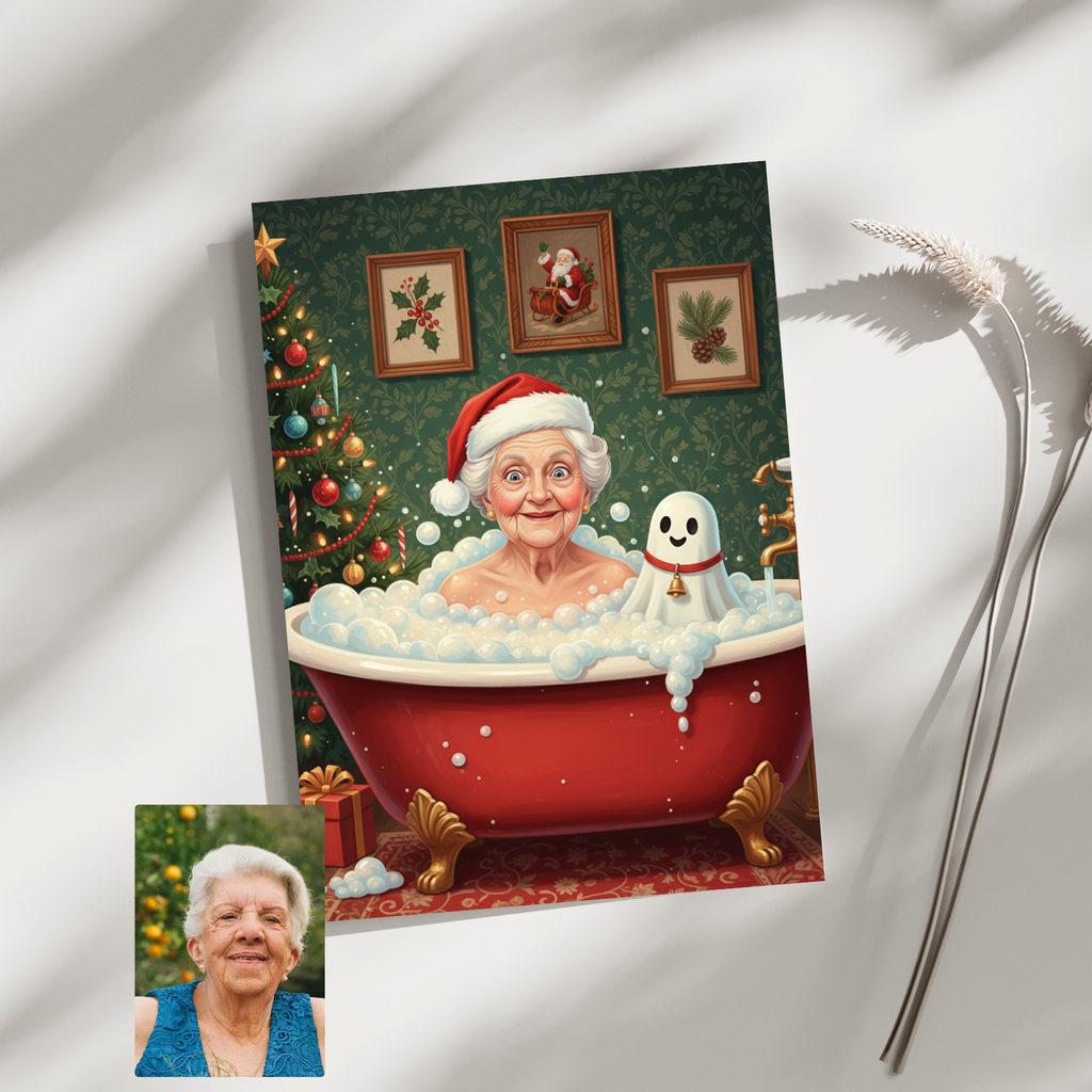 Artzuzu Custom Portrait For Adults - Christmas Bubblebath