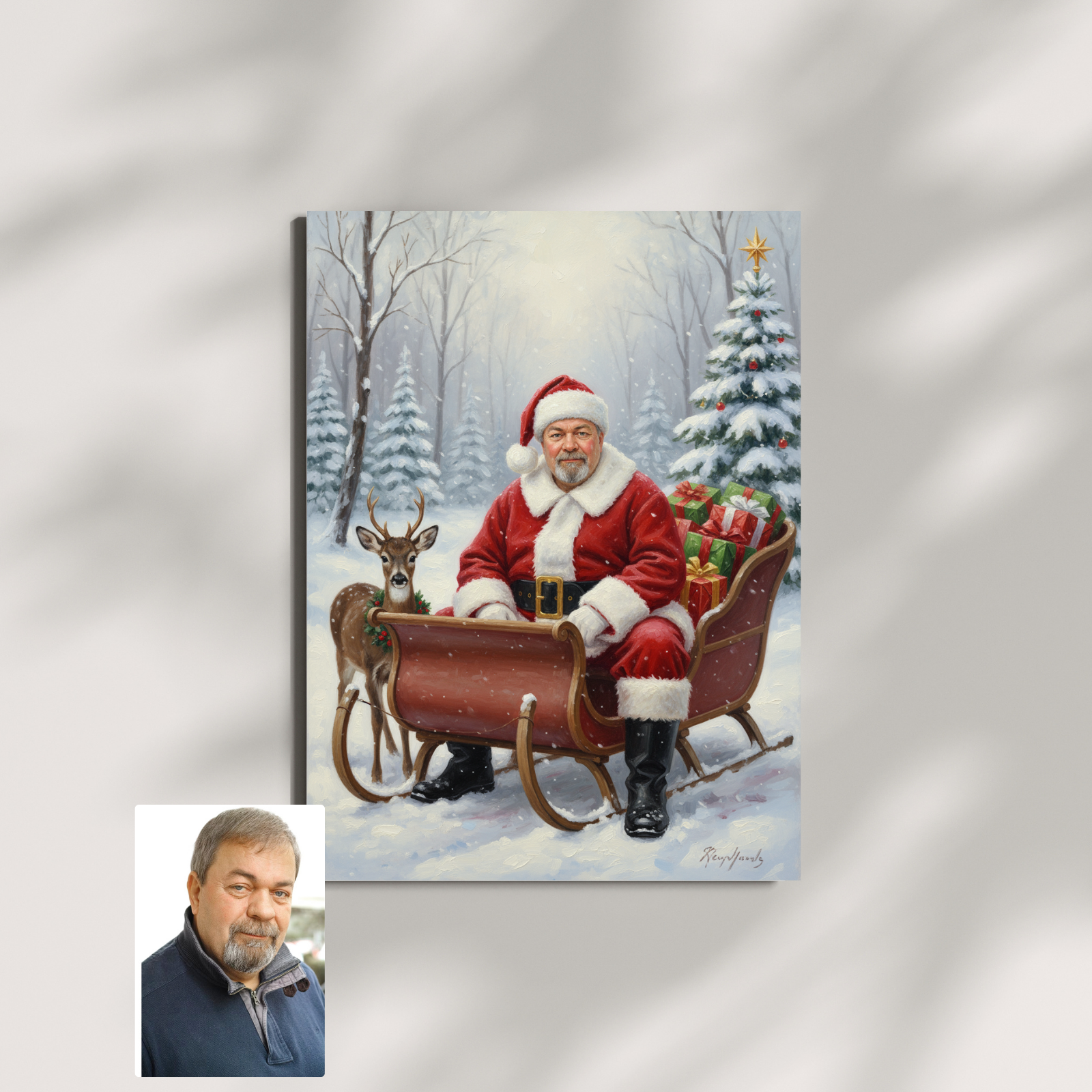 Artzuzu Custom Portrait For Adults - Sleighing Santa