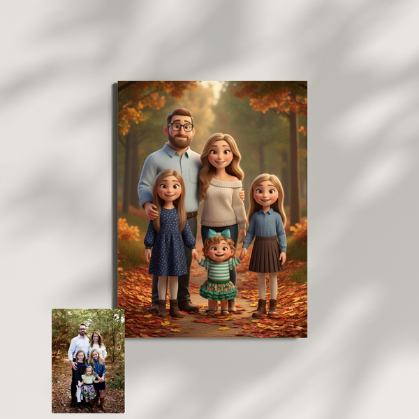 Artzuzu Custom Portrait For Family - The Cartoon Portrait