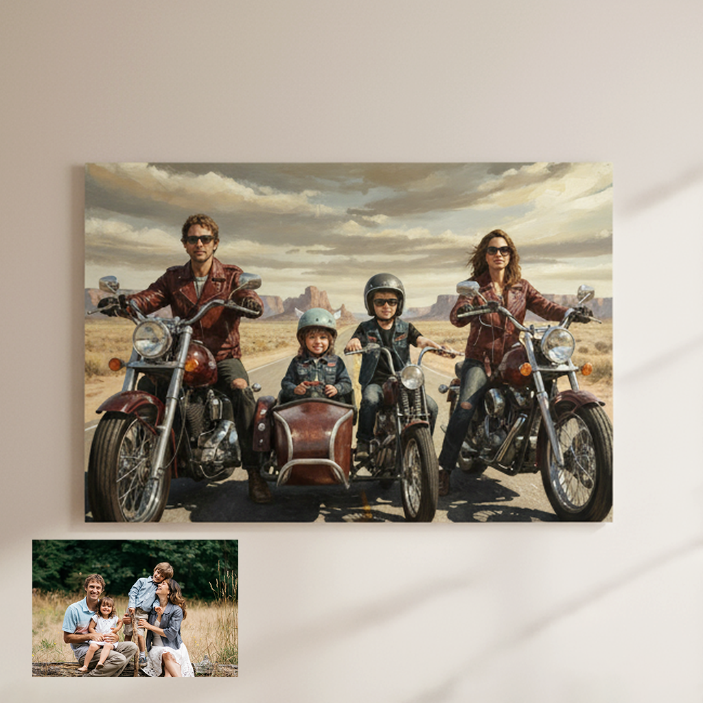 Artzuzu Custom Portrait For Family - The Motorcycle Riders