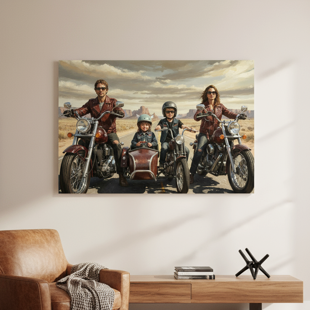Artzuzu Custom Portrait For Family - The Motorcycle Riders