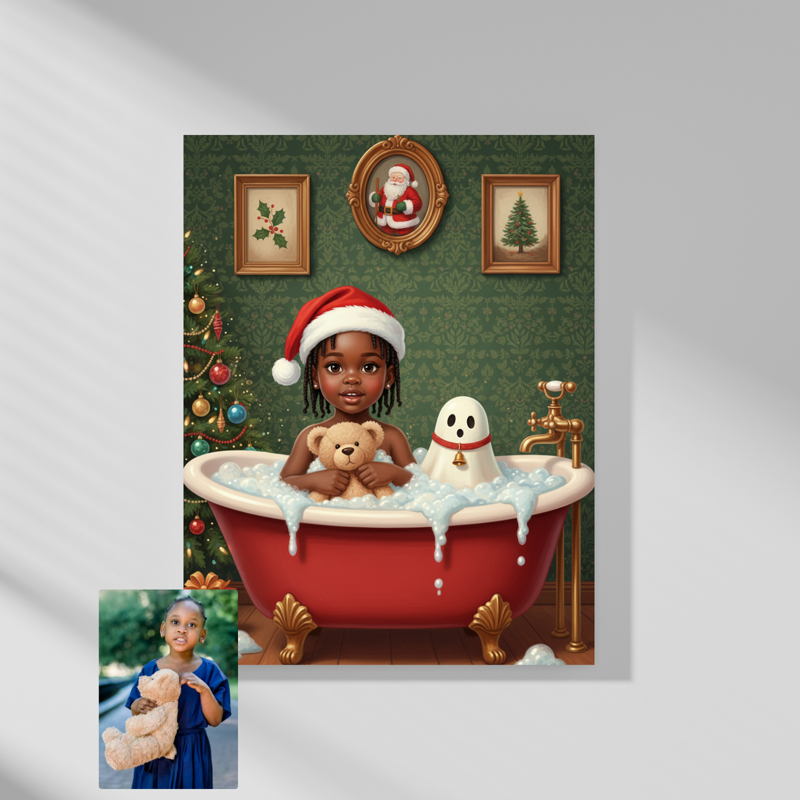 Artzuzu Custom Portrait For Kids - Christmas Bubblebath