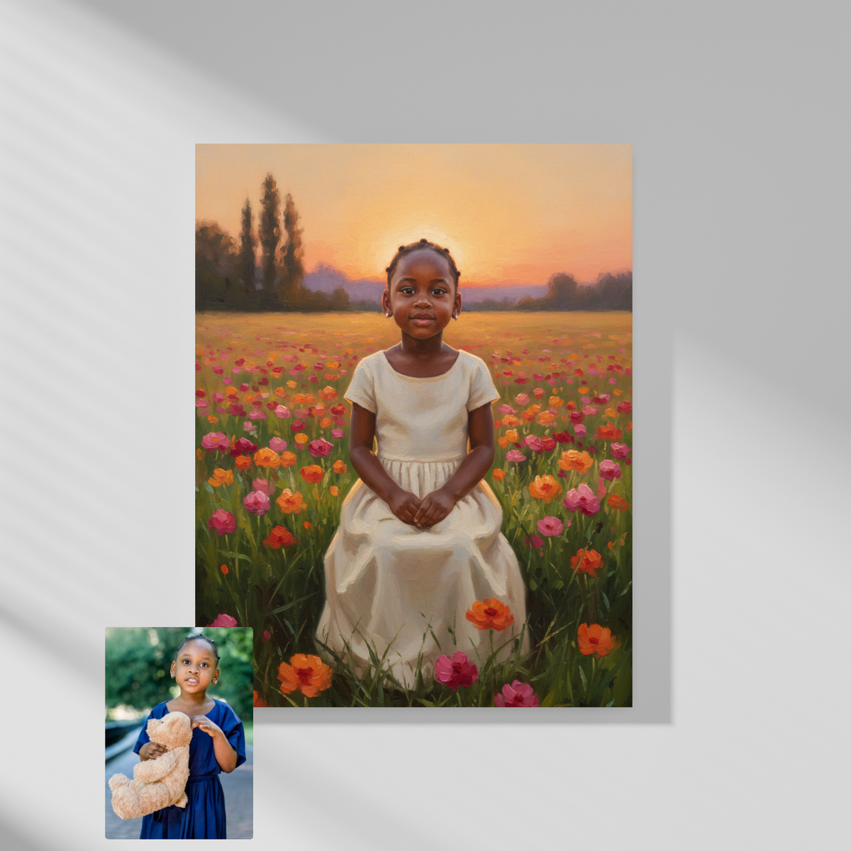 Artzuzu Custom Portrait For Kids - Meadow Monarchs
