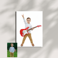 Framed print of a custom AI portrait of a young boy in a white shirt and tan pants posing like