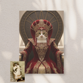 Framed print of a custom Padmé Amidala pet portrait, showing a brown tabby cat in regal red Star Wars attire