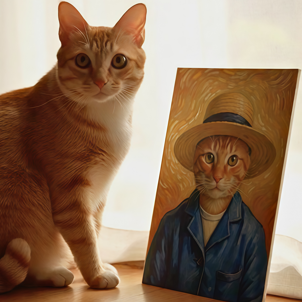 Artzuzu Custom Portrait For Pets - Portrait with a Straw Hat