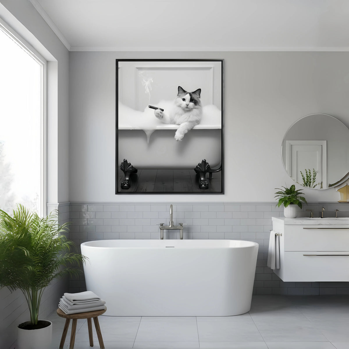 Artzuzu Custom Portrait For Pets - Boss Bathtime