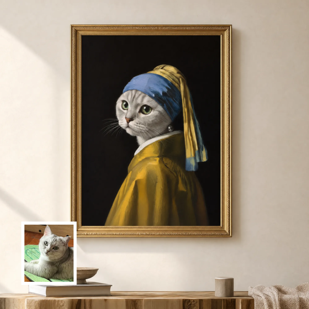 Artzuzu Custom Portrait For Pets - Portrait with a Pearl Earring