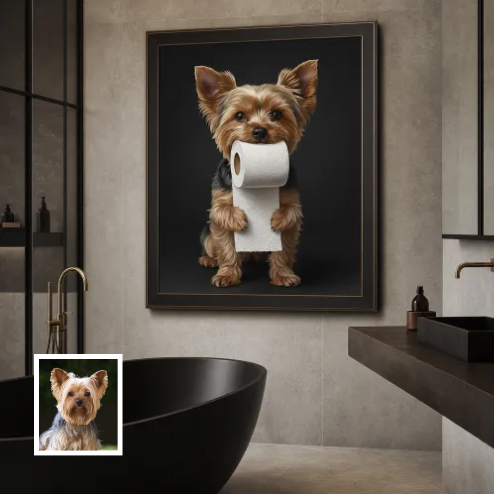 Artzuzu Custom Portrait For Pets - The Toilet Paper Guardian