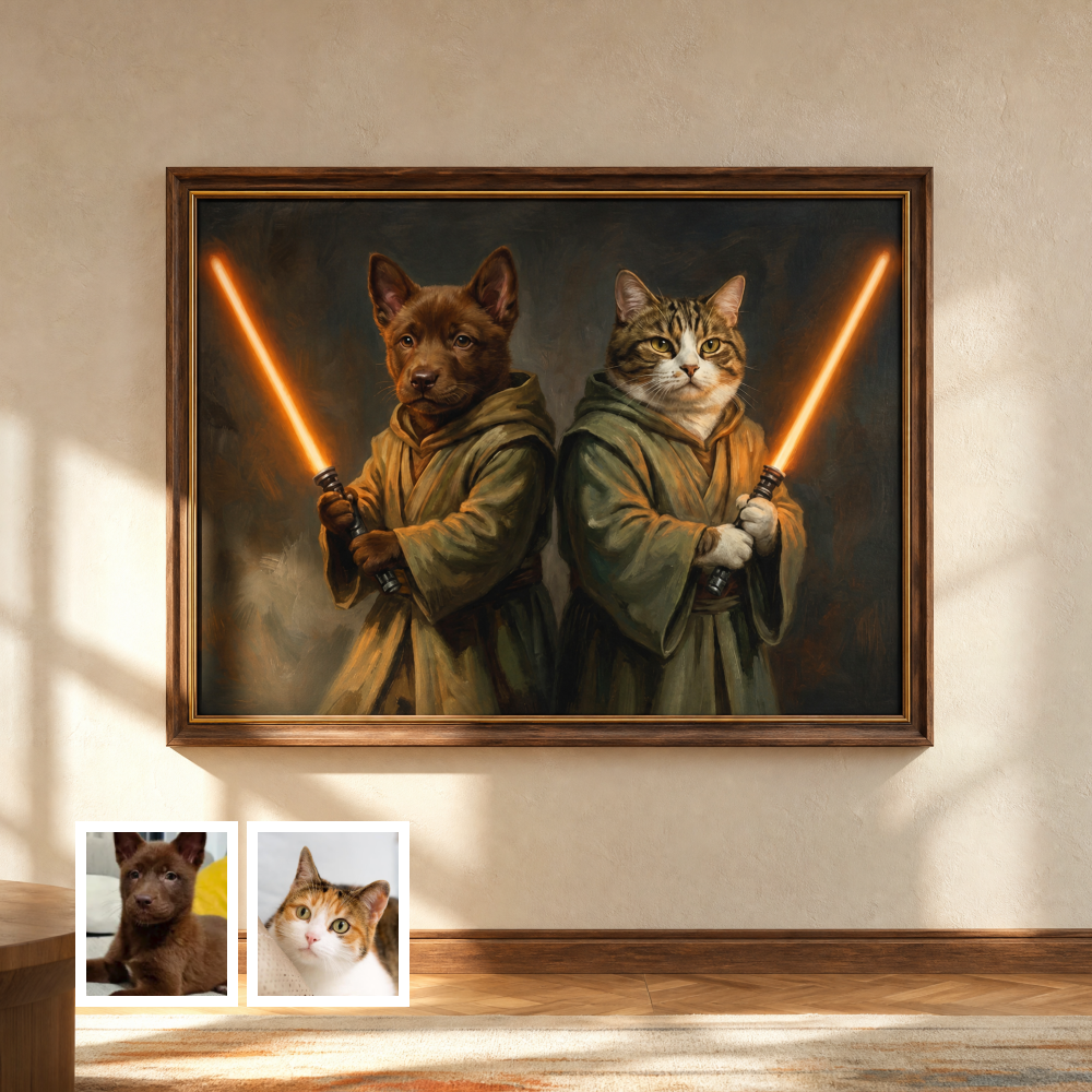 Artzuzu Custom Portrait For Multi Pets - Jedi: The Full Squad