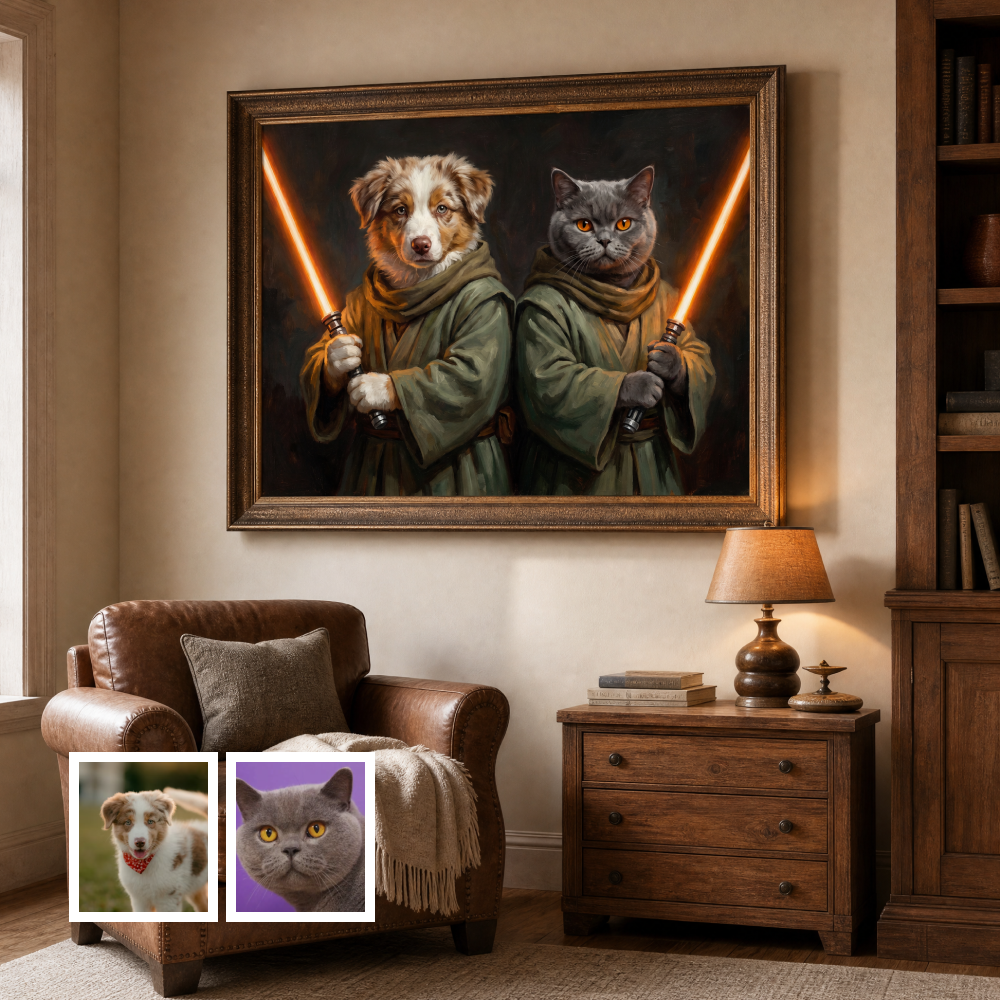 Artzuzu Custom Portrait For Multi Pets - Jedi: The Full Squad