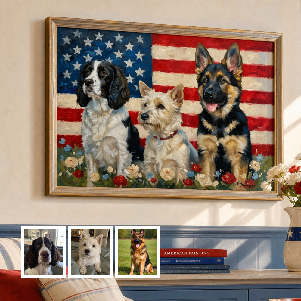 Artzuzu Custom Portrait For Multi Pets - The Patriots