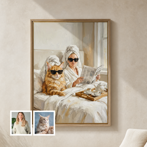 Artzuzu Custom Portrait For Pets & Their Person - Leisure Morning