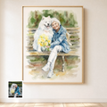 Artzuzu Custom Portrait For Pets & Their Person - The Watercolor Portrait