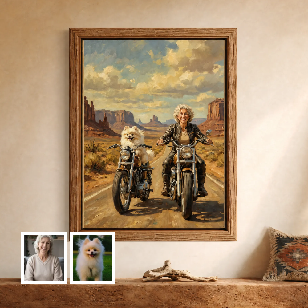 Artzuzu Custom Portrait For Pets & Their Person - The Motorcycle Riders