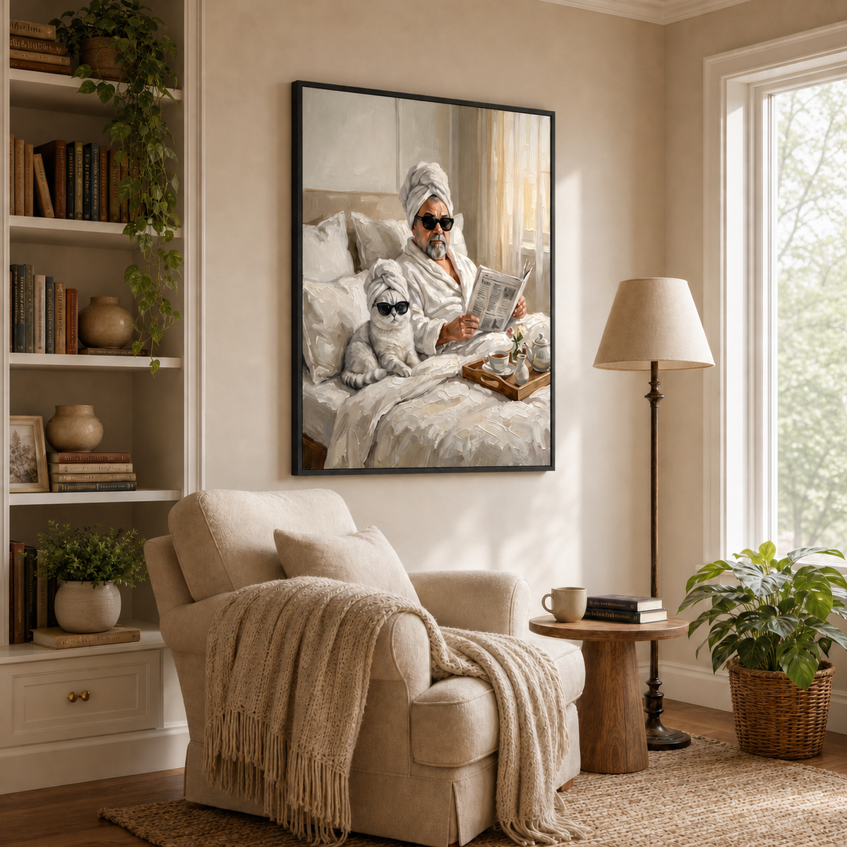 Artzuzu Custom Portrait For Pets & Their Person - Leisure Morning