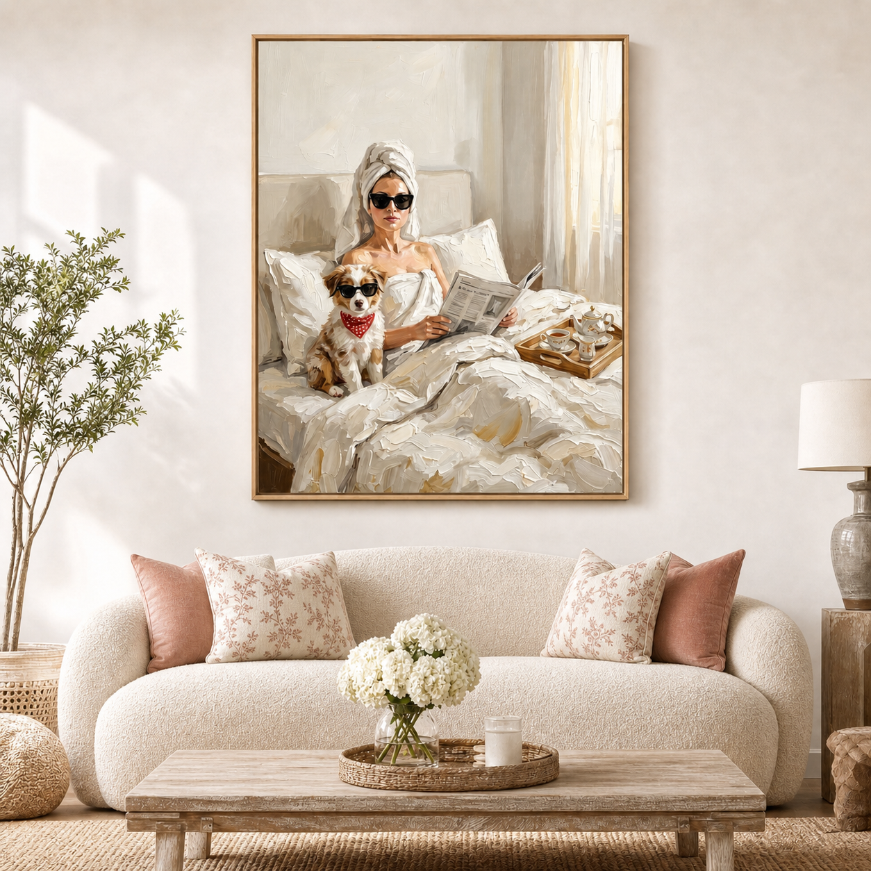 Artzuzu Custom Portrait For Pets & Their Person - Leisure Morning