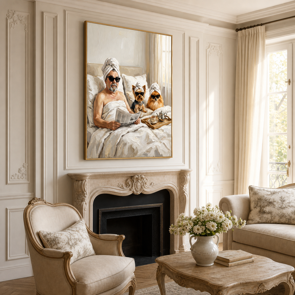 Artzuzu Custom Portrait For Pets & Their Person - Leisure Morning