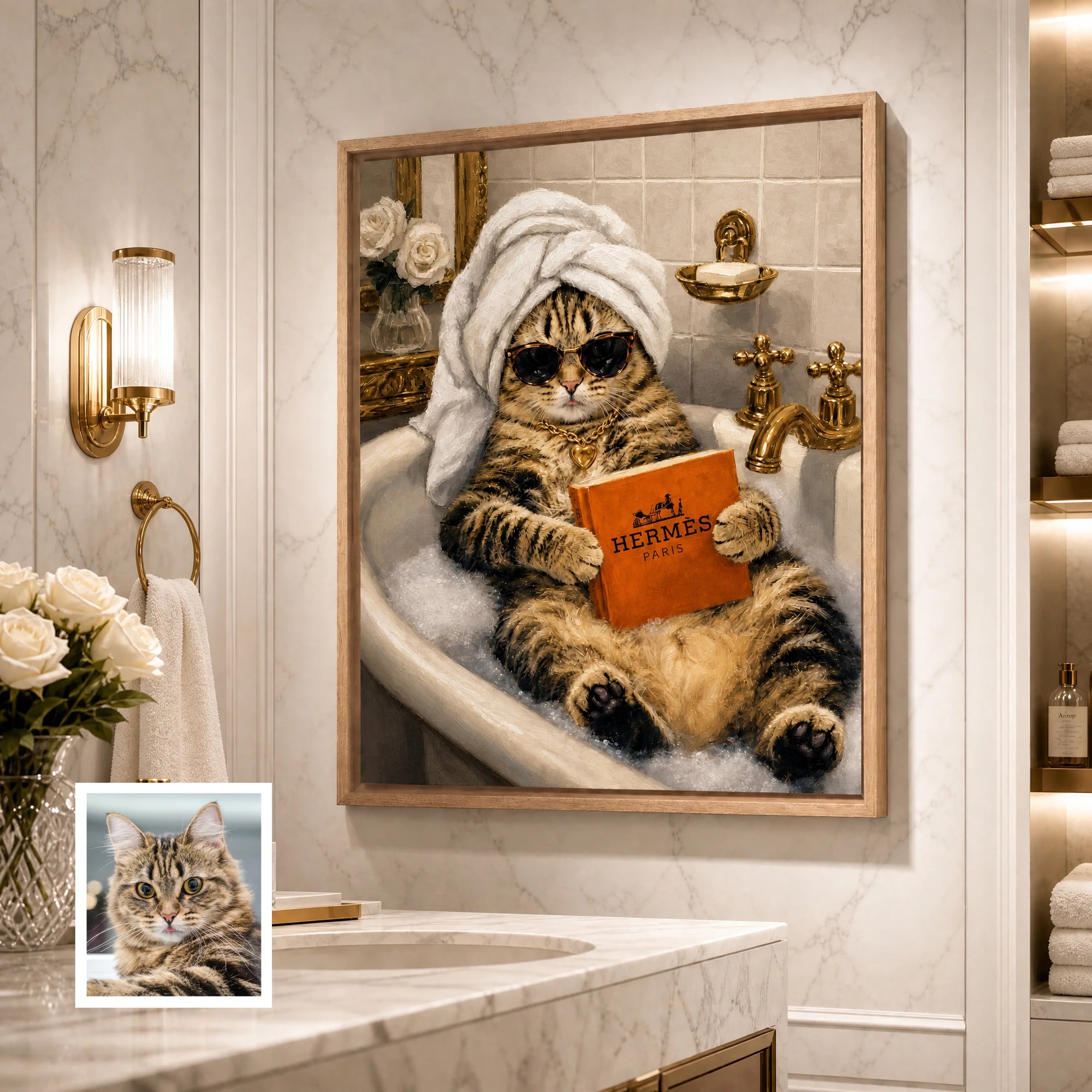 Artzuzu Custom Portrait For Pets - Bath Time