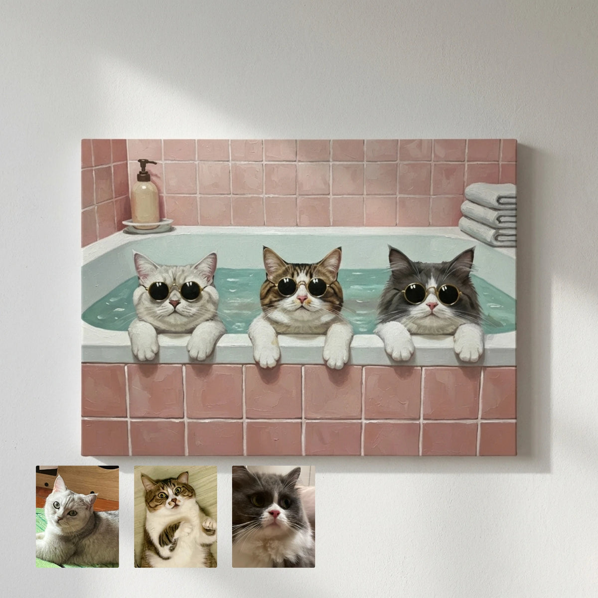 Artzuzu Custom Portrait For Multi Pets - Bosses in Pink