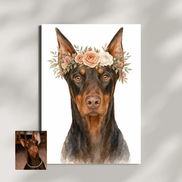 Artzuzu Custom Portrait For Pets - Crowned & Adored