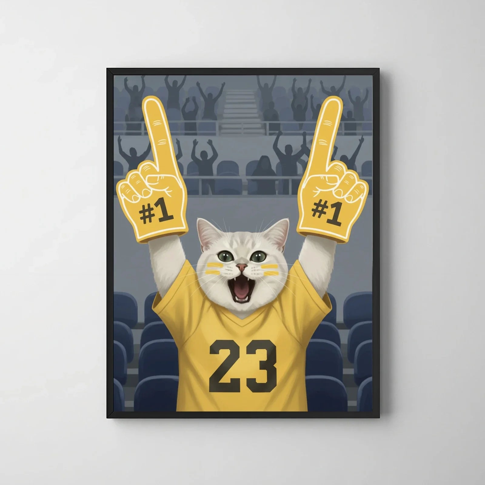 Artzuzu Custom Portrait For Pets - Fan Moment-Foam Finger Frenzy