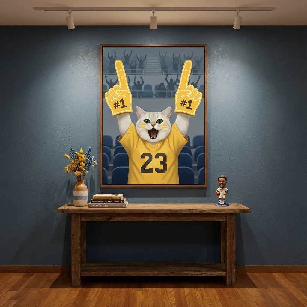 Artzuzu Custom Portrait For Pets - Fan Moment-Foam Finger Frenzy