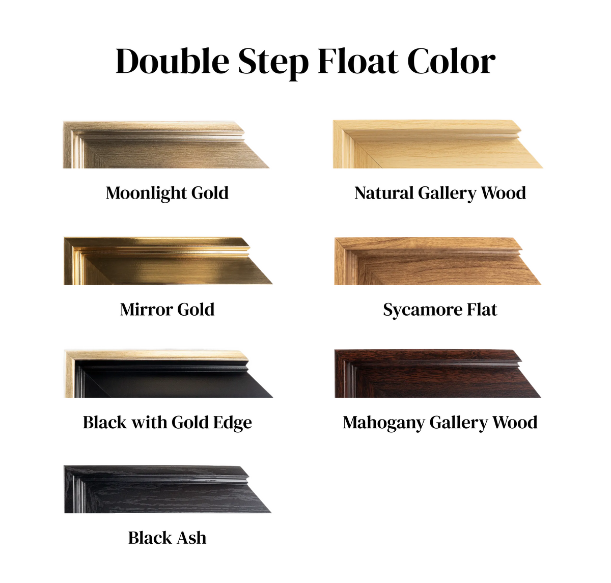 To address your request, please note that the image provided is a **product color guide for frame moldings**, not a