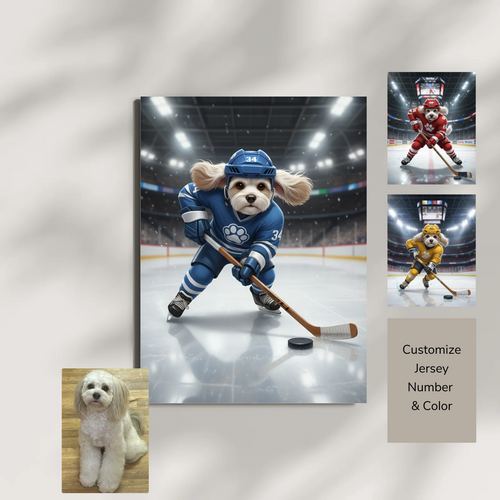 Artzuzu Custom Portrait For Pets - The Ice Hockey Player
