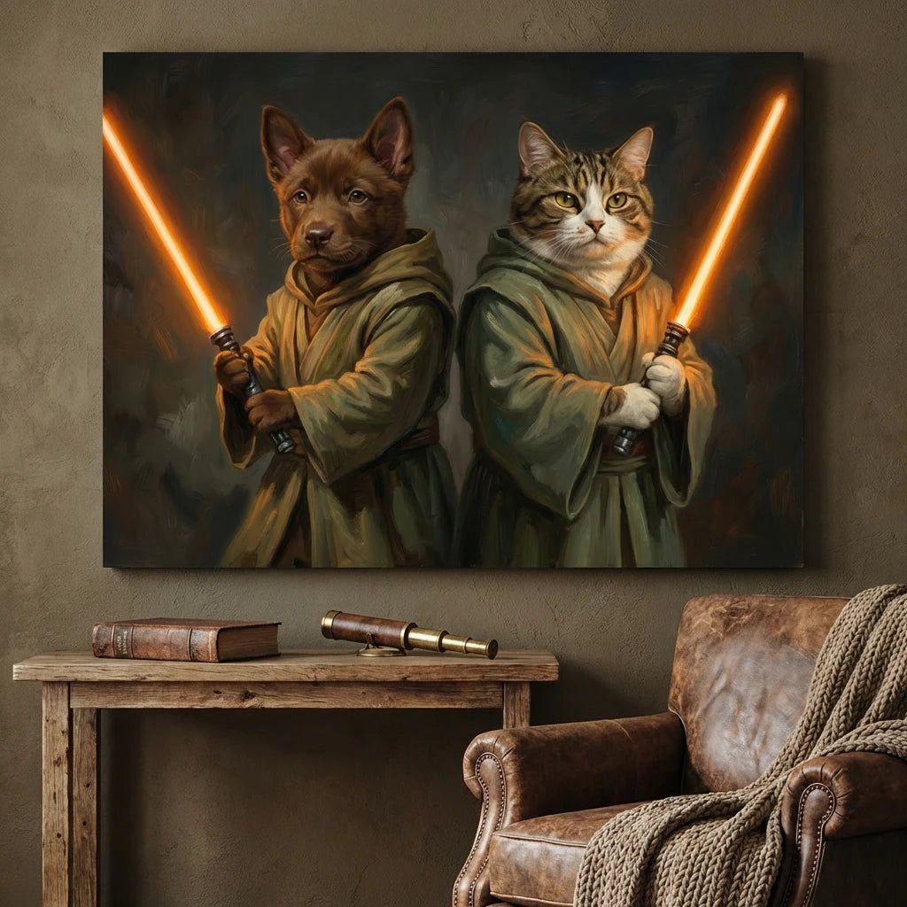 Artzuzu Custom Portrait For Multi Pets - Jedi: The Full Squad