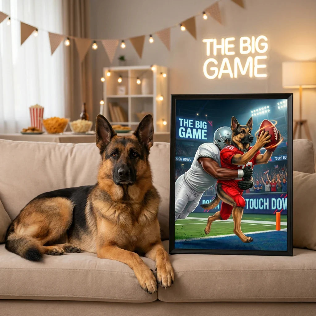 Artzuzu Custom Portrait For Pets - Long Touchdown Catch
