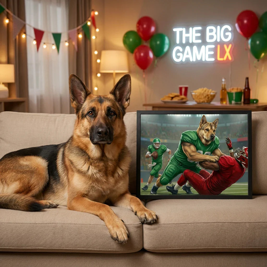 Artzuzu Custom Portrait For Pets - Offensive Line Protect QB