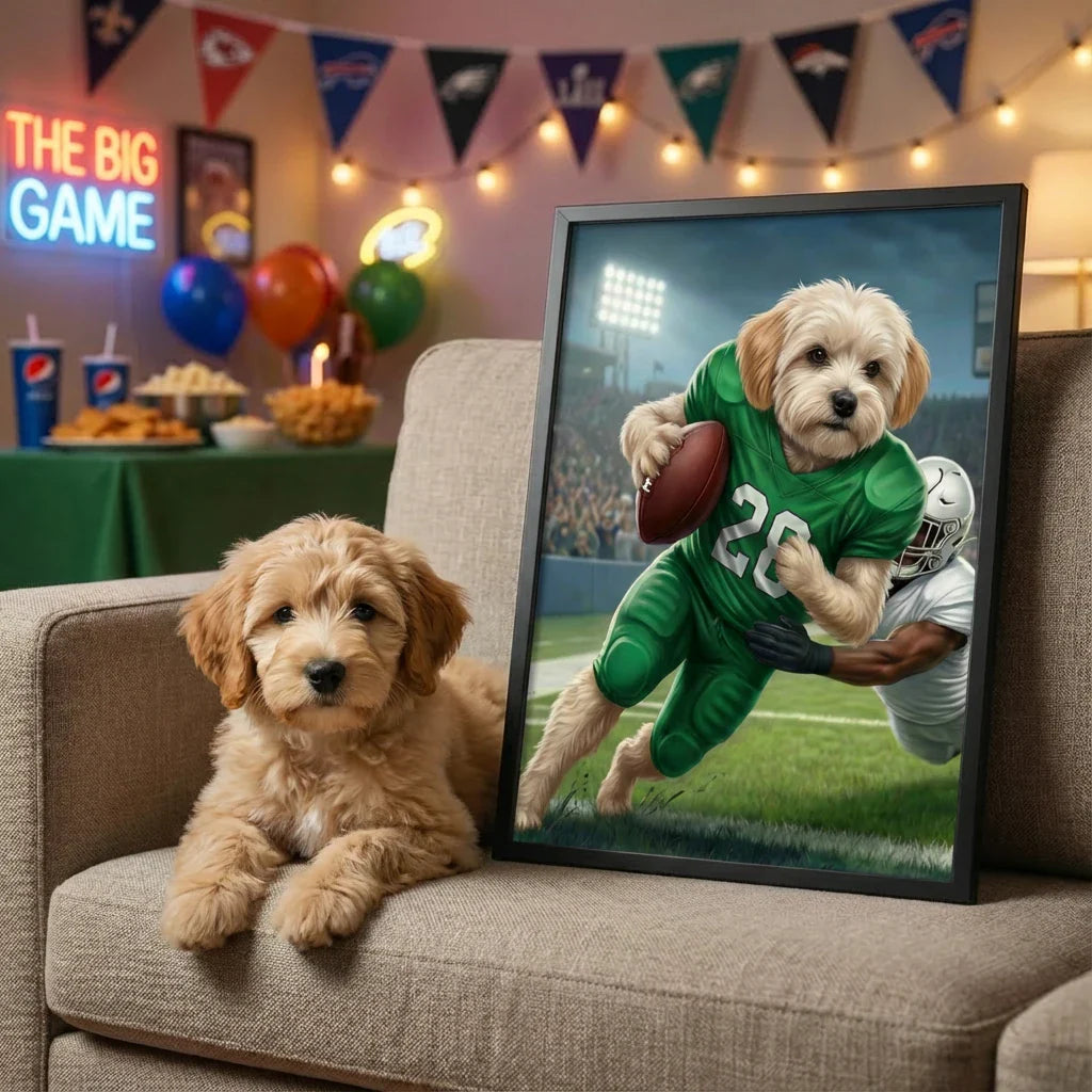 Artzuzu Custom Portrait For Pets - Rushing touchdown