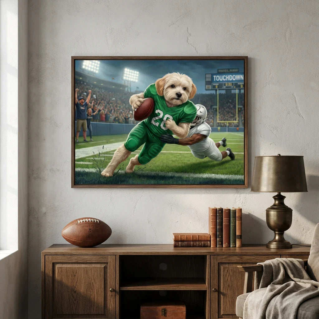 Artzuzu Custom Portrait For Pets - Rushing touchdown