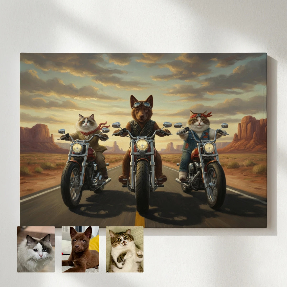 Artzuzu Custom Portrait For Multi Pets - The Motorcycle Riders